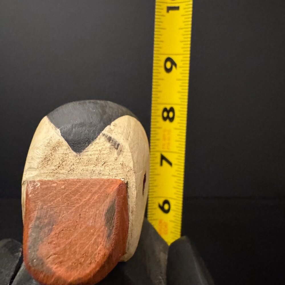 Hand-Carved Wooden Penguin Figurine Signed USKO Rustic Folk Art Wood - Picture 11 of 12